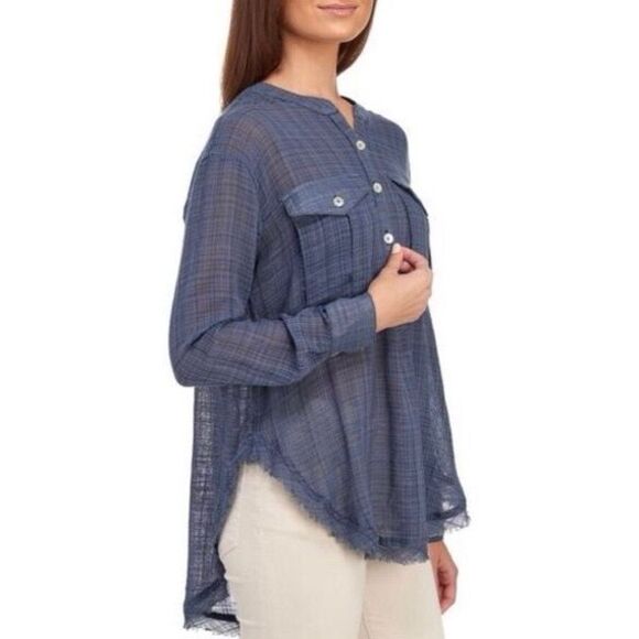 Free People Gauze Popover Tunic Button Down Shirt size M - Picture 1 of 8